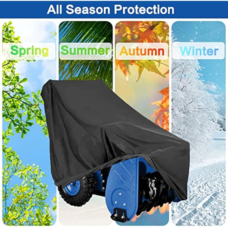 Snow Blower Cover Heavy Duty Fabric – RUN.SE 210D Waterproof Coated Silver Oxford Cloth Cover, Fit Most Snow Blower, Effective protection against wind, rain, snow and sunlight 40″x 47″x32″(Black)