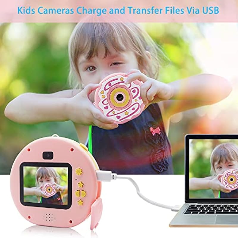 Kids Camera 1080P,Toddler HD Digital Dual Cameras,Children Video Record Camcorder Smart Focus Cartoon Selfie Camera for 3-12 Year Old Boys Girls Birthday Toys Gifts-32GB SD Card