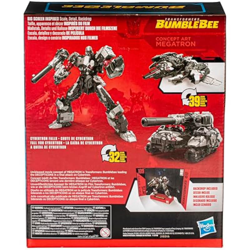 Transformers Toys Studio Series Leader Transformers: Bumblebee 109 Concept Art Megatron, 8.5-inch Converting Action Figure, 8+