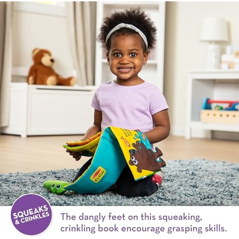 Melissa & Doug Soft Activity Book – Whose Feet, Developmental Toys, Easy-to-Read Text, Dangly Feet, Machine Washable, 17.78 cm H x 25.4 cm W x 4.445 cm L