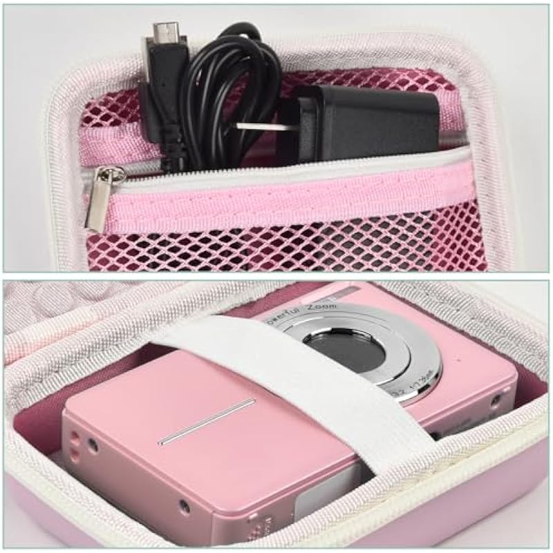 Boobowl Digital Camera Case Compatible with Yifecial/for EROOLU/for VAHOIALD/for Kaisoon/for Kodak Pixpro/for Canon PowerShot ELPH 180 190/ for Sony DSCW800 DSCW830 Kids Cameras (Pink)