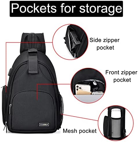 Cwatcun Camera Bag, Sling Camera Case Shoulder Backpack with Tripod Holder for Canon Nikon Sony Pentax DSLR SLR