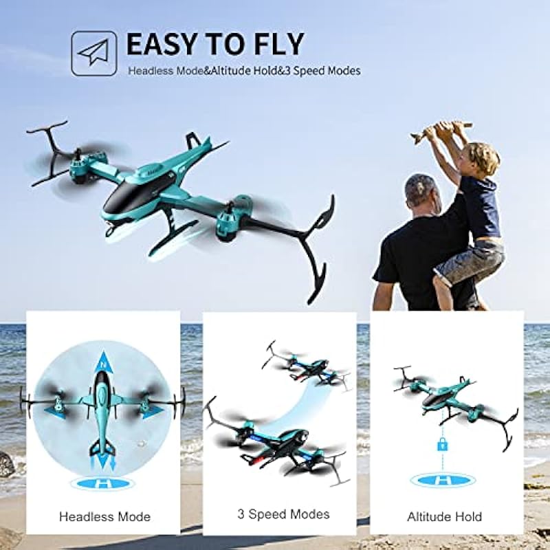 4DRC V10 Drone with 1080P HD Camera for Kids Adults,Foldable RC Helicopte WIFI FPV Live Video Mini Quadcopter for Beginners,3D Flips, Gestures Selfie, Altitude Hold, One Key Start, 2 Batteries