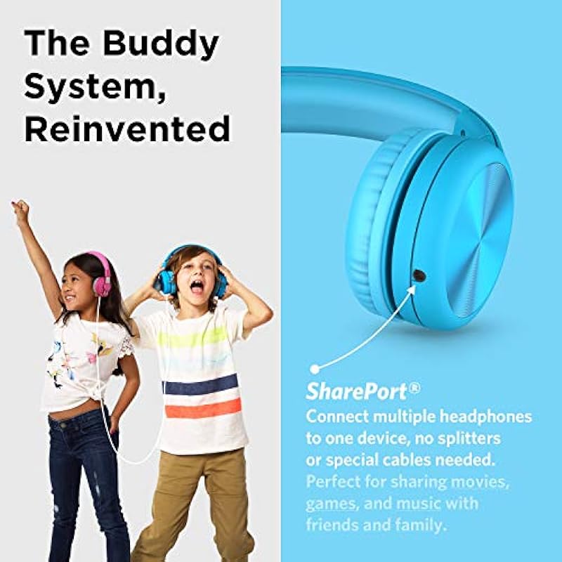 LilGadgets Connect+ Pro Wired Kids Headphones – Designed with Kids’ Comfort in Mind, Child-Friendly Foldable Over-Ear Headset with in-line Microphone, Perfect for Toddlers in School, Blue