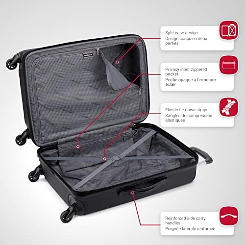 SwissGear Chrome Medium Luggage – Hardside Expandable Spinner Luggage 24-Inch – Black