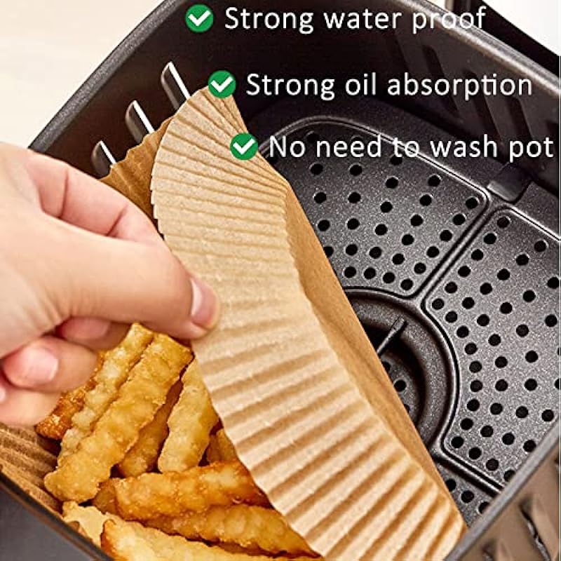 200pcs Air Fryer Disposable Paper Liner, Non-Stick Disposable Air Fryer Parchment Paper Liners, Baking Paper for Air Fryer Oil-Proof, Water-Proof, Food Grade Parchment（7.9 inch – 200Pcs）