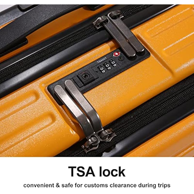 TydeCkare 20 Inch Luggage Carry On with Front Pocket, 22×14.6x10in, 45L, Lightweight ABS+PC Hardshell Suitcase with TSA Lock, YKK Zipper & 4 Spinner Silent Wheels, Orange