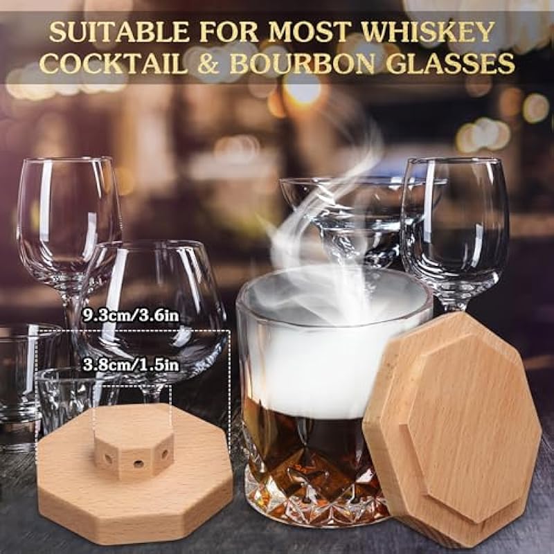 Cocktail Smoker Kit with Torch 8 Flavor Wood Chips Whiskey Smoker Set Old Fashioned Smoker Kit Christmas Bourbon Whiskey Gifts for Men Dad Husband (Without Butane)