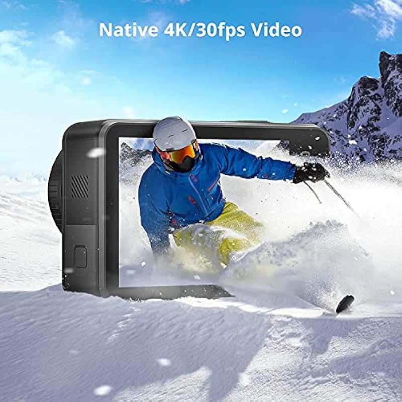 AKASO Brave 7 4K30FPS Waterproof Camera – 20MP WiFi Action Camera with Touch Screen IPX8 33FT Underwater Camera EIS 2.0 Zoom Support External Mic Voice Control with 2X 1350mAh Batteries Vlog Camera
