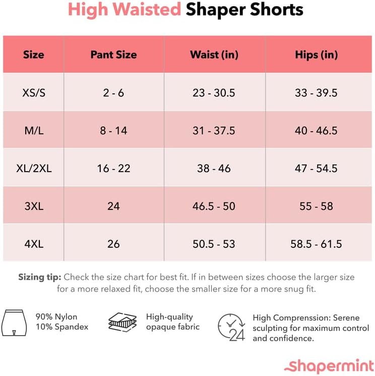 SHAPERMINT High Waisted Shapewear Shorts – Body Shaper for Women Tummy Firm for Dress