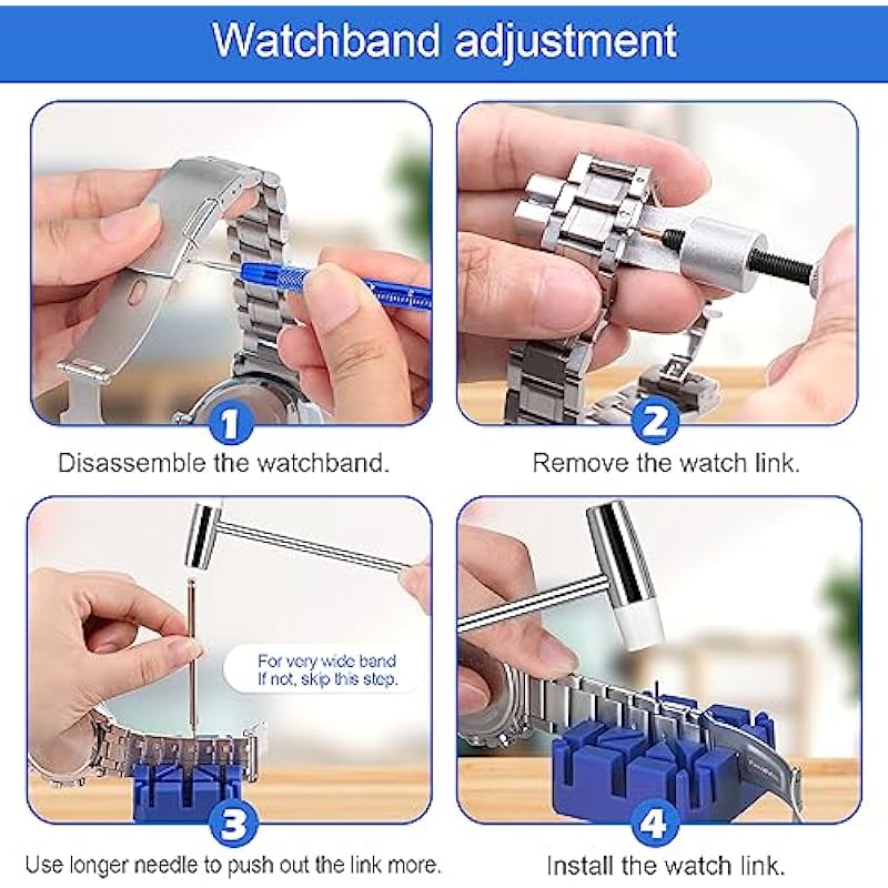 JOREST Watch Repair Kit, Battery Replacement, Link Pin Removal, Strap Adjustment Band Sizing, Screwdriver, Case Opener Back Remover, Spring Bar Tool