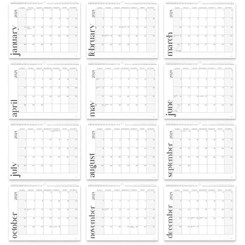 S&O Modern Minimal Wall Calendar from January 2024-June 2025 – Tear-Off Monthly Calendar – 18 Month Academic Wall Calendar – Hanging Calendar to Track Anniversaries & Appointments – 13.5″x10.5”in