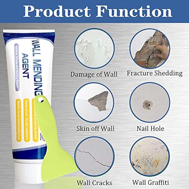 Drywall Repair Kit,100% Safe Wall Spackle Repair Paste with 2″ Drywall Patch,Sandpaper,Scraper for Quick Repair of Cracks, Graffiti, and Holes