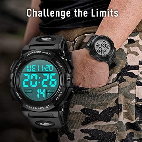 Mens Digital Watch, Mens Sports Military Watches Waterproof Outdoor Chronograph Multifunctional Watch with LED Back Light/Alarm/Date/Shockproof