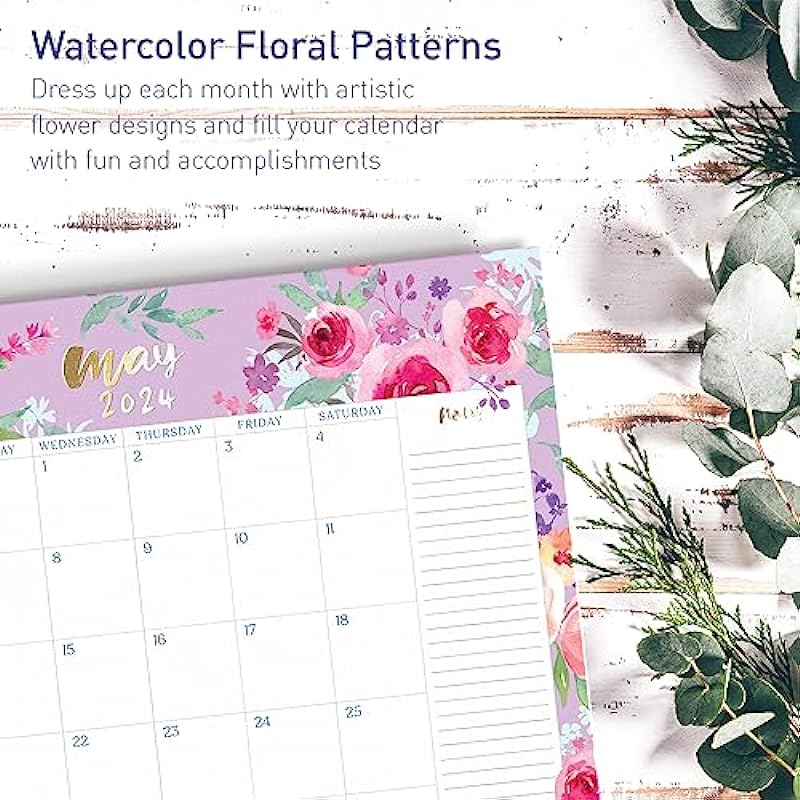 S&O Watercolor Floral Large 2024 Desk Calendar Runs from Now to Dec 2024 – Tear-Away Table Calendar 2024 – Desktop Calendar 2024 – Academic Desk Calendar 2024 – Desk Calendar Large – 12x17in
