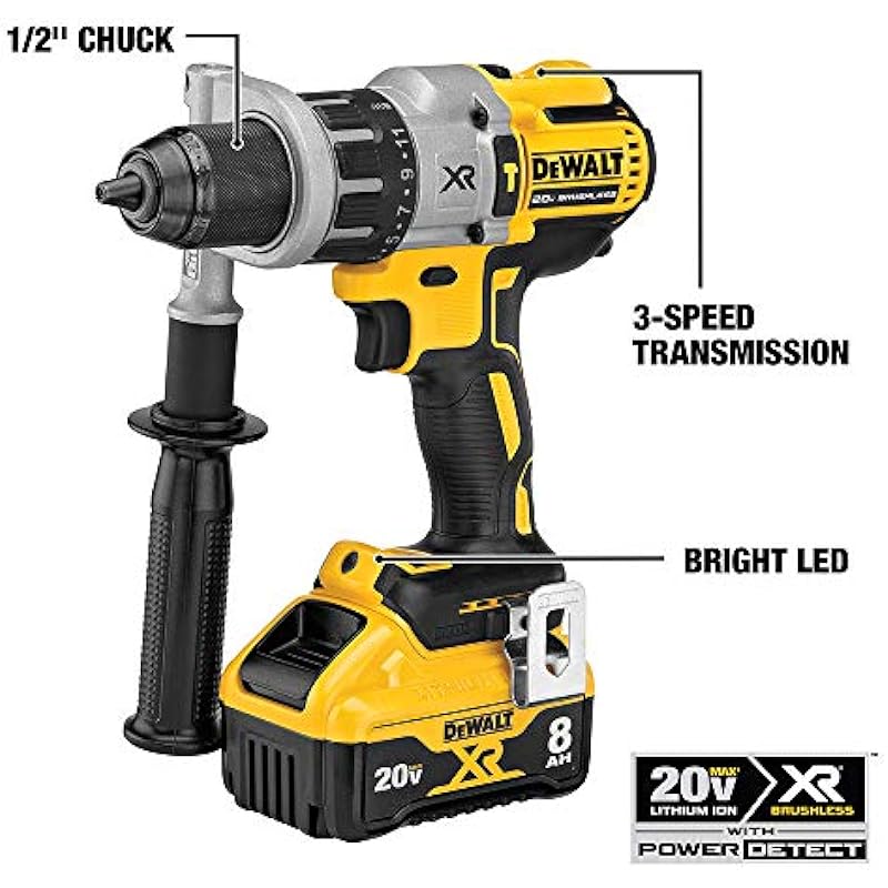 DEWALT 20V MAX XR Cordless Drill Combo Kit, Hammer Drill & Impact Driver, With Power Detect Technology (DCK299D1W1)