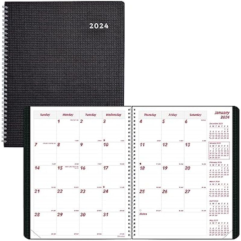 Brownline 2024 DuraFlex Monthly Planner, 14 Months, December 2023 to January 2025, Twin-Wire Binding, 8.875″ x 7.125″, Black (CB1200V.BLK-24)