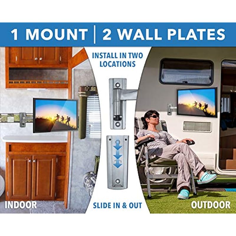 Mount-It! RV TV Mount, Lockable Full Motion TV Wall Mount Designed Specifically for RV or Mobile Home Use Single Arm Tilting and Swiveling 42 Inches Max, 33 Lb Capacity, VESA 200 Compatible