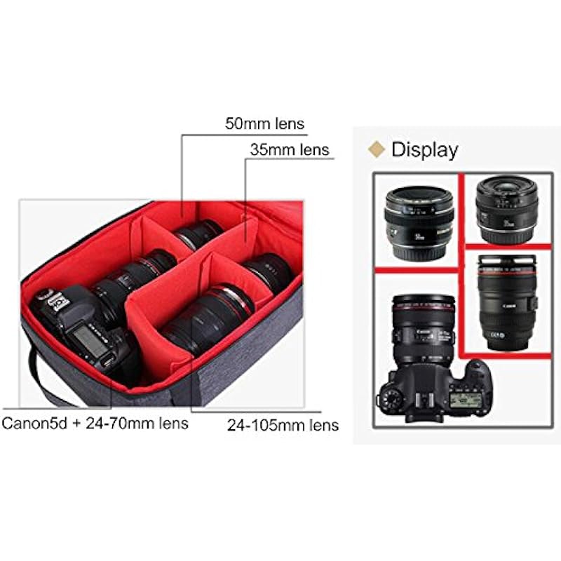 G-raphy Camera Insert Case Camera Inner Bag with Grab Handle and Removal Strap for DSLR SLR Cameras (Nikon/Canon/Sony/etc),Mirrorless Cameras and Other Accessories