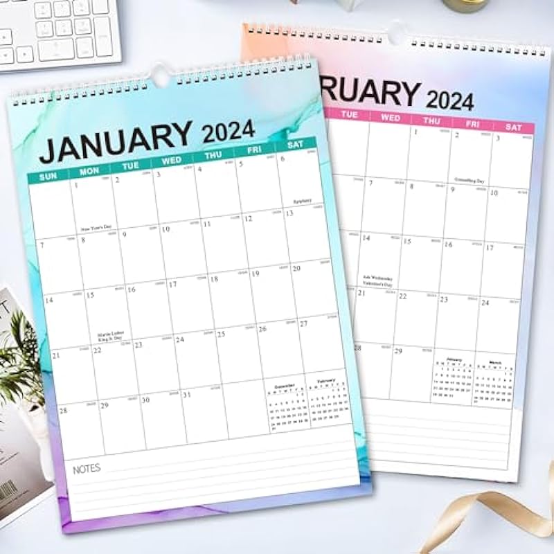 2024-2025 Wall Calendar, 18 Months Large Size 17X12 inch, Runs from January 2024 to June 2025, Monthly Goal, To-do List, Notes, Perfect for Organizing for Office Home (Colored)