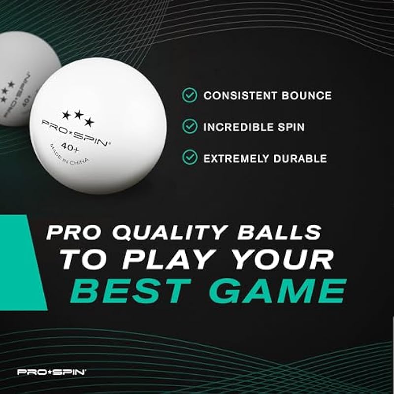 PRO-SPIN Ping Pong Balls – White 3-Star Table Tennis Balls | High-Performance 40+ ABS Balls | Ultimate Durability for Indoor/Outdoor Ping Pong Tables