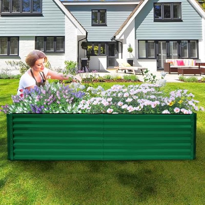 sogesfurniture Galvanized Raised Garden Bed, 8×4×2 FT Galvanized Planter Box, Outdoor Above Ground Planter Extra Large Garden Box Kits for Vegetables, Flowers, Herbs, BHCA-30QDDTPB04-GA