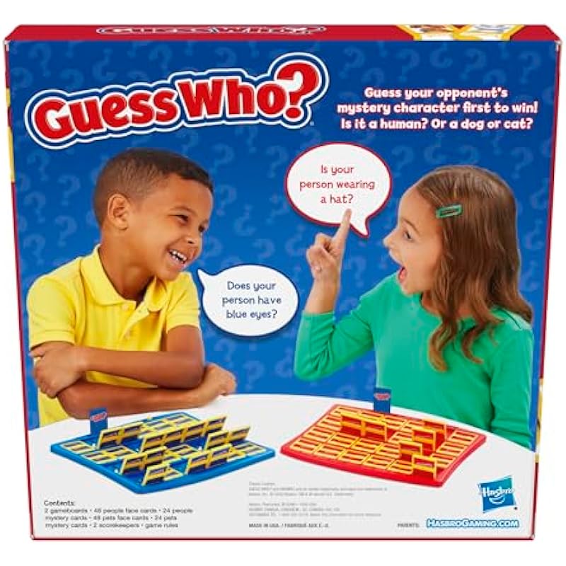 Hasbro Guess Who? Board Game with People and Pets, The Original Guessing Game for Kids Ages 6 and Up, Includes People Cards and Pets Cards (English), F1360