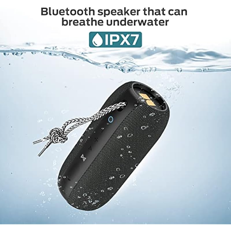 Monster S320 Bluetooth Speaker, Portable Bluetooth Speaker, 40W True Wireless Speaker,360° Stereo Sound Effect,IPX7 Waterproof Speaker, 32 Hour Playing Time,Suitable for Outdoor Speaker, Black