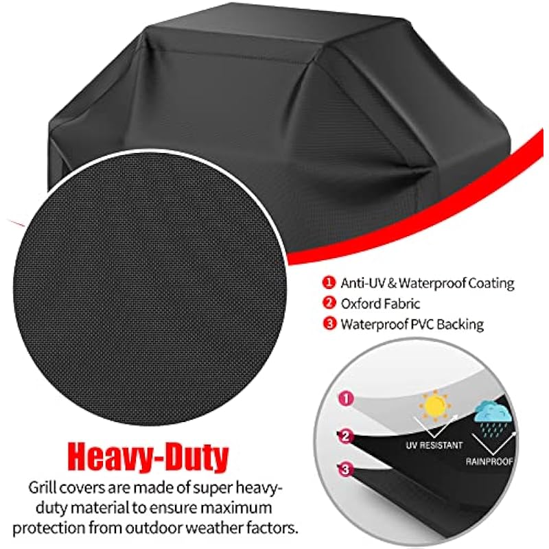 Grill Cover, 58 inch BBQ Gas Grill Cover Waterproof Weather Resistant, UV and Fade Resistant, UV Resistant Materia for Weber Char-Broil Nexgrill Grills and More