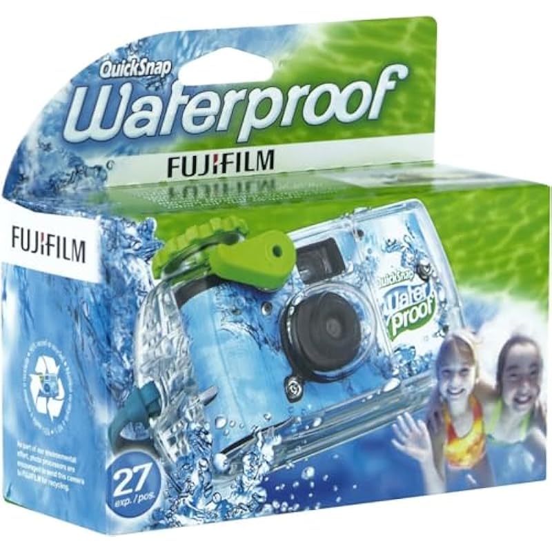 Fujifilm QuickSnap Waterproof Single Use Camera 800 (27 Exposures) Blue/Green/White