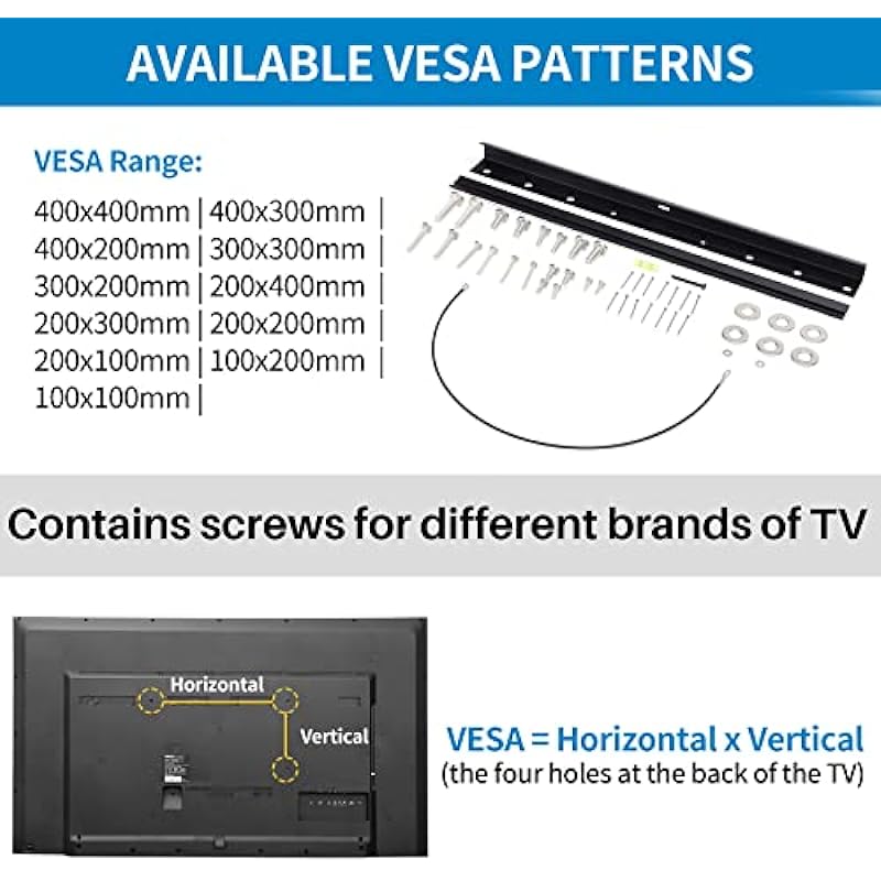 Studless Drywall TV Mount for 12-55 inch TVs, No Stud TV Wall Bracket Max VESA 400x400mm up to 100 lbs Universal Fits Most LED LCD Plasma Flat/Curved Screen TVs & Monitors