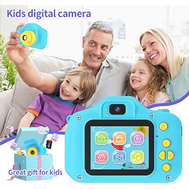 Kids Camera for Boys Girls – 2 Inch IPS Children Camera for Kids 1080P Video Camcorder Toddler Camera Birthday Gifts for 3 4 5 6 7 8 9 Year Old Girls Boys with SD Card (Blue)