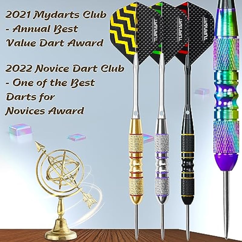 Darts Metal Tip Set – Steel Tip Darts Darts Set Professional Metal Darts 12 pcs 22/24 Grams Pro Dart Set with Stylish Case Aluminum Shafts Extra 9 Flights