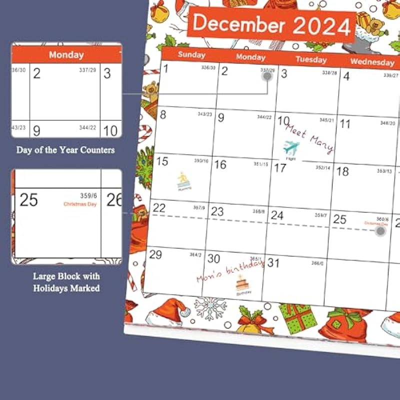 2024 Calendar, Desk Calendar 2024-2025, Monthly Desktop Calendar (Jan. 2024 – Jun. 2025, 10″ x 8.25″), Standing Flip Calendar with Thick Paper, Academic Year Standing Calendar with Planner Stickers