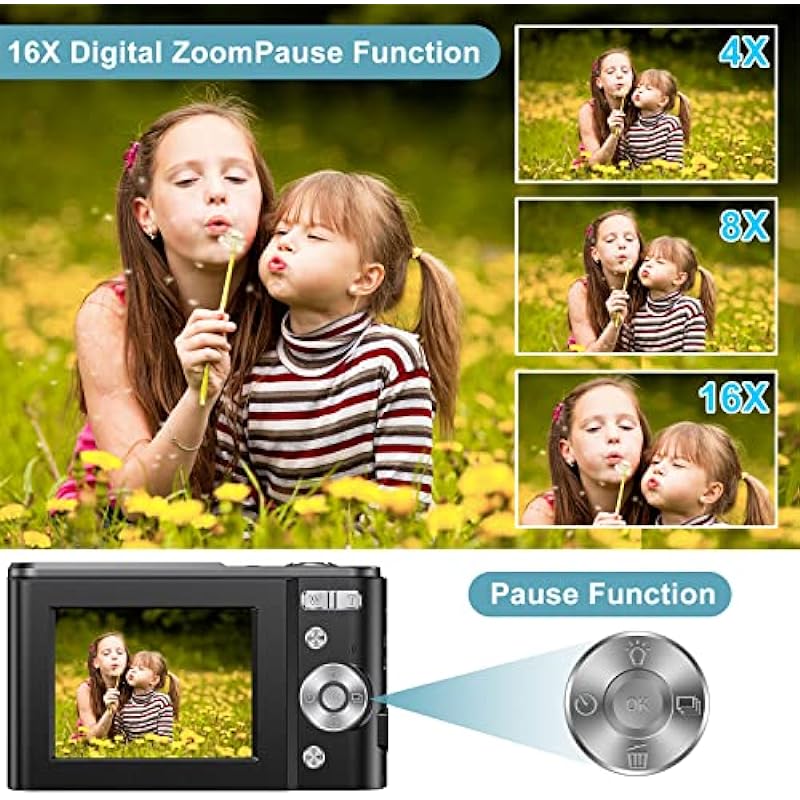 Digital Baby Camera for Kids Teens Boys Girls Adults,1080P 48MP Kids Camera with 32GB SD Card,2.4 Inch Kids Digital Camera with 16X Digital Zoom, Compact Mini Camera Kid Camera for Kids/Student（Black）