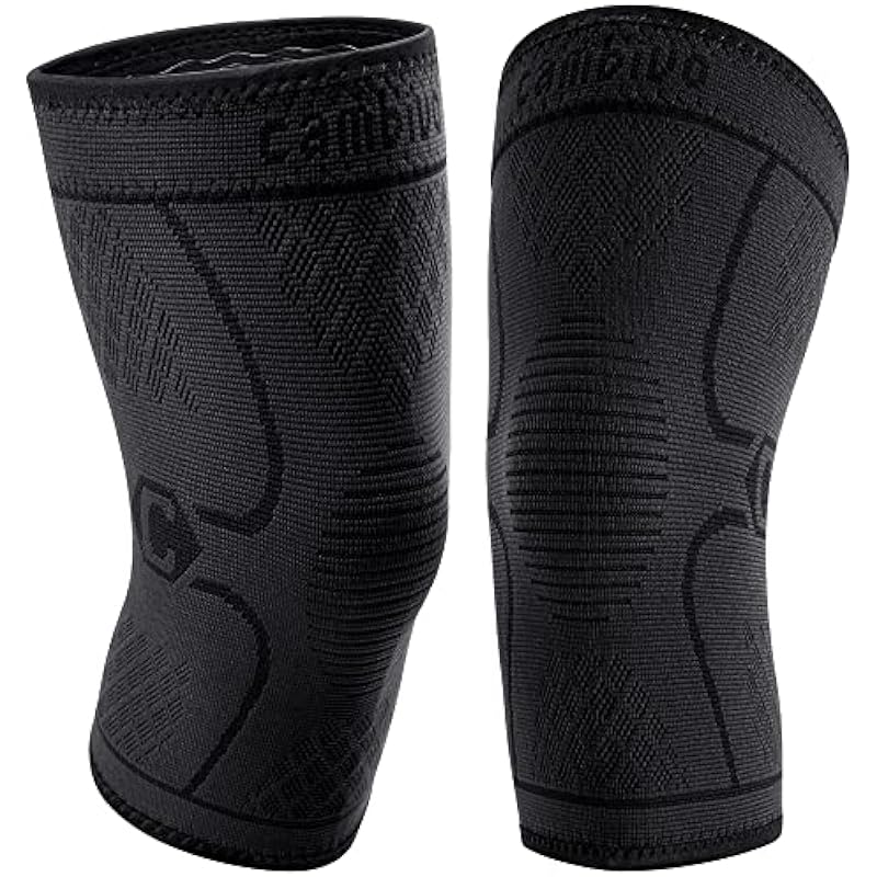 CAMBIVO Knee Brace Support(2 Pack), Knee Compression Sleeve for Running, Hiking, Basketball, Arthritis, ACL, Meniscus Tear, Knee Pain Relief and Injury Recovery