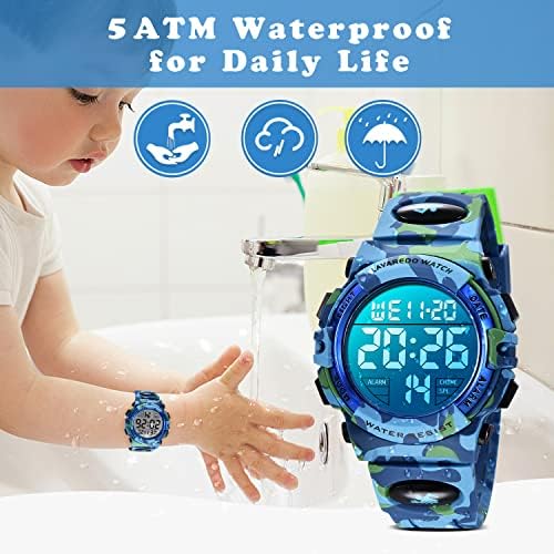 Kid’s Watch,Boys Watch Digital Sport Outdoor Multifunction Chronograph LED Waterproof Alarm Calendar Analog Watch for Children with Silicone Band