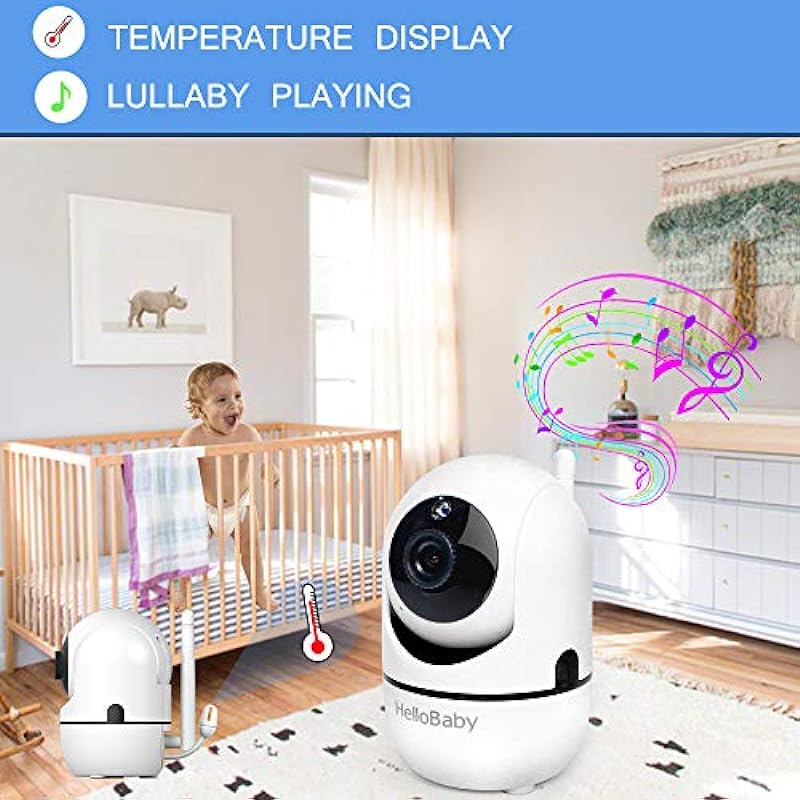 HelloBaby Baby Monitor, Video Baby Monitor with Camera Remote Pan-Tilt-Zoom, 3.2 inches Screen, Infrared Night Vision, Two Way Audio, Temperature Display, Smart VOX Mode