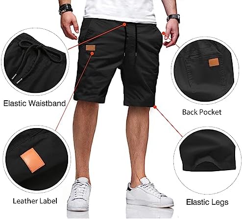 JMIERR Mens Shorts Casual Drawstring Workout Shorts with Pockets Summer Golf Shorts Men Stretch Twill Chino Beach Shorts