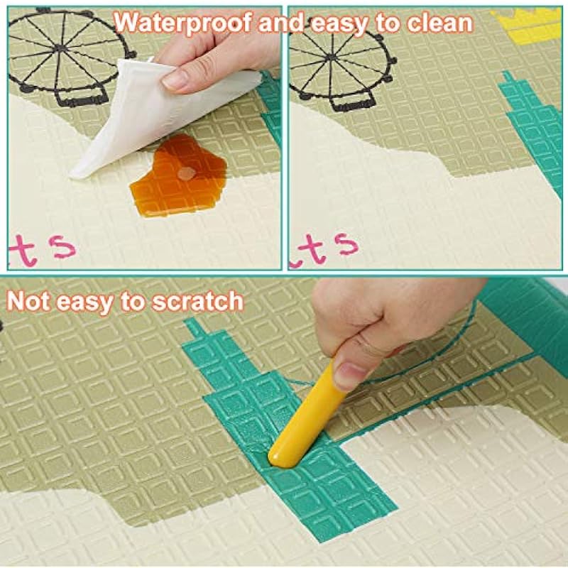 78″ X 70″ Baby Play Mat Floor Mat Foam Playmat, Non-Toxic Foldable Waterproof Crawling Mat for Toddlers and Infants