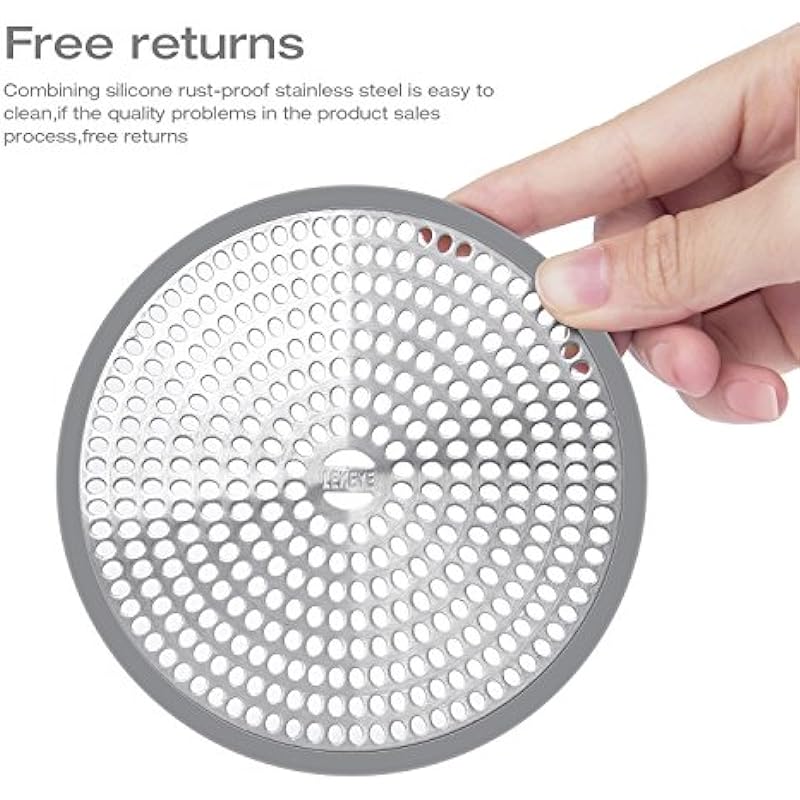 LEKEYE Shower Drain Hair Catcher/Strainer/Stainless Steel and Silicone