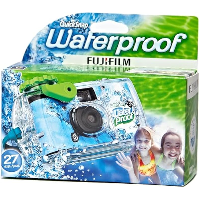 Fujifilm QuickSnap Waterproof Single Use Camera 800 (27 Exposures) Blue/Green/White