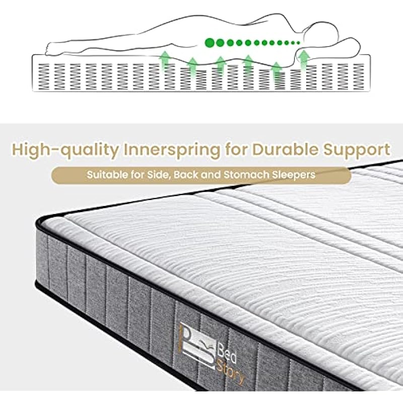 Double Mattress, BedStory 6 Inch Medium Firm Bonnell Spring and Foam Mattress, Full Mattress in a Box, CertiPUR-US Certified Bed Mattress, 54×74 Inch