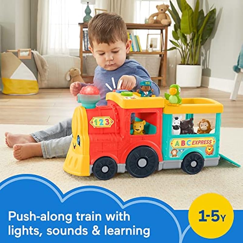 Fisher-Price Little People Big ABC Animal Train, Push-Along Toy Vehicle with Lights and Smart Stages Learning Content for Kids Ages 1 to 5 Years