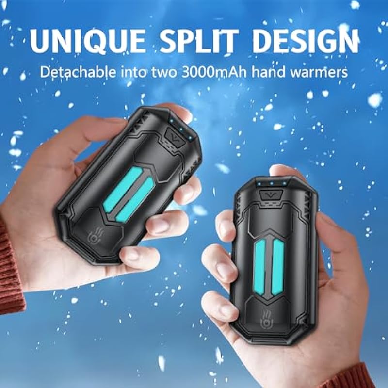 OUTJUT AI Hand Warmers Rechargeable 2 Pack, 6000mAh Electric Hand Warmers with 3 Heat Settings 20Hrs Long Lasting Portable Pocket Heater for Outdoor Camping, Hunting, Golf, Winter Gifts