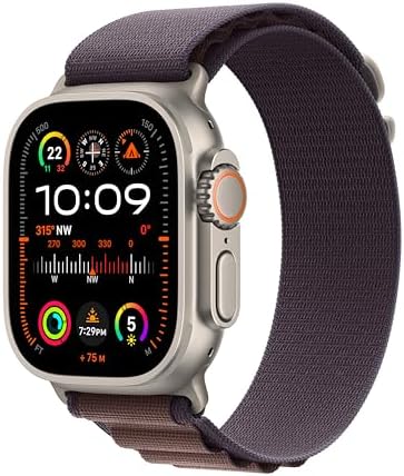 Apple Watch Ultra 2 [GPS + Cellular 49mm] Smartwatch with Rugged Titanium Case & Indigo Alpine Loop – Large. Fitness Tracker, Precision GPS, Action Button, Extra-Long Battery Life – Large