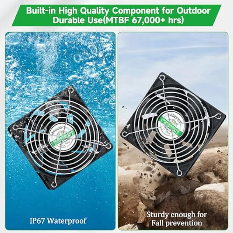 blessny Solar 3 Fan Kit for Intake or Exhaust air, 25W Solar Panel Powered Fan for Chicken Coop, Greenhouse, Outdoor Solar Fans with 15 ft Cord, IP67 Waterproof