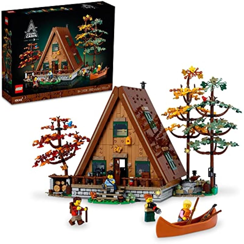 LEGO Ideas A-Frame Cabin 21338 Collectible Display Set, Buildable Model Kit for Adults, Gift for Nature and Architecture Lovers, Includes 4 Customizable Minifigures and 11 Animal Figures