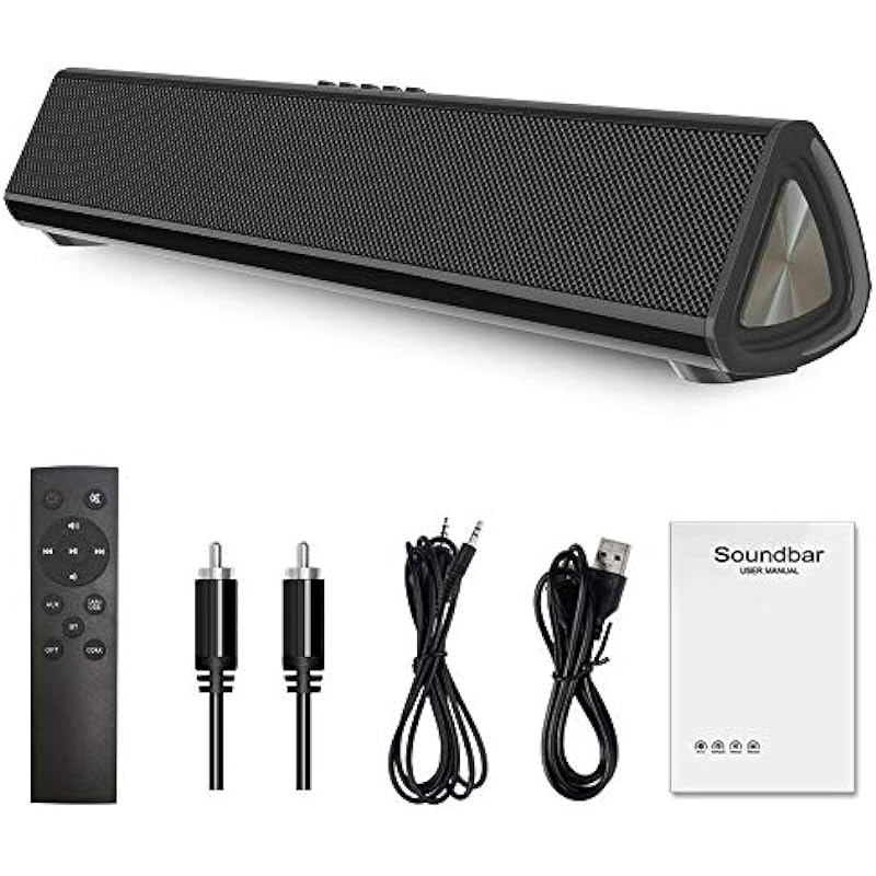 Cqyjin Small Sound Bar Speakers for TV with Bluetooth,RCA Output,AUX Connection,U Disk Playback;Suitable for TV Speaker,Games,Projector,conferences,20W