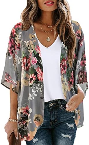 CHICALLURE Womens Summer Tops Kimono Cardigan Floral Beach Cover up Casual Jackets Shirts